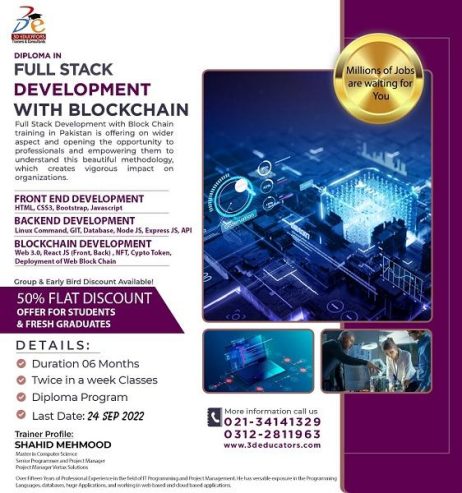 We at “3D EDUCATORS” is comprehensively offered the world class course of Full Stack Development