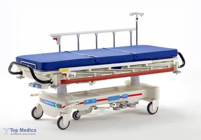 Emergency stretcher / on casters / X-ray transparent / with adjustable backrest