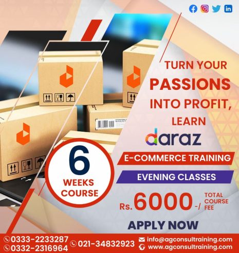 “Get E-Commerce online strore for selling and buying the products and take your career to new heights with Daraz’s Training Academy.”