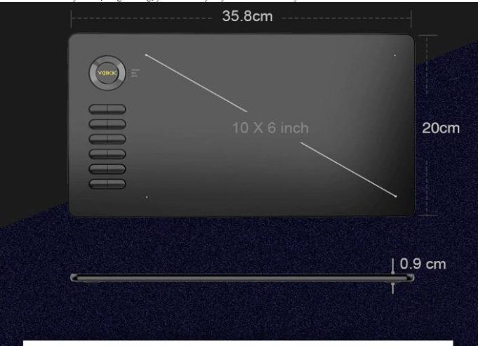 VEIKK A15 Drawing Tablet Large area of 10 x 6 inch graphic tablet 12 Keys,20 Nibs and 1 Glove