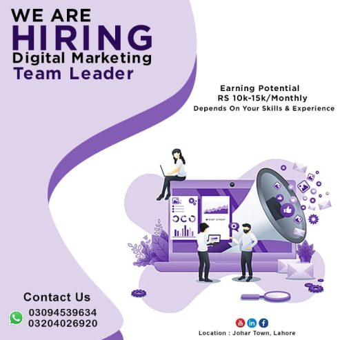 Urgent Hiring Digital Marketer (Team Leader)