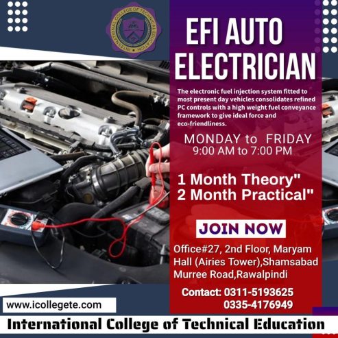 Efi Auto Electrician Diploma Course in Sahiwal Rahimyar Khan