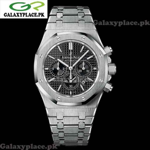 Silver Chronograph Black Dial Man Watch