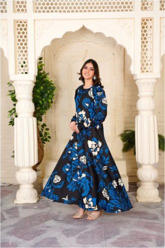 Martina Black Floral Maxi – 353 By Athena Apparels