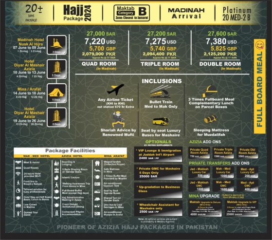 Hajj Package 2024 Maktab B Category 20+ Day’s