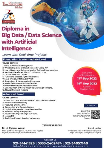 Diploma in Big Data / Data Science with AI – Artificial Intelligence Training