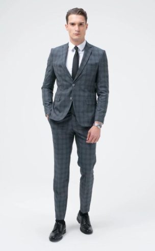 2-Pcs Checkered Slim Fit Summer Suit By Monark
