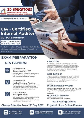 Become Certified Internal Auditor. Join our new batch of Certified Internal Auditor – CIA