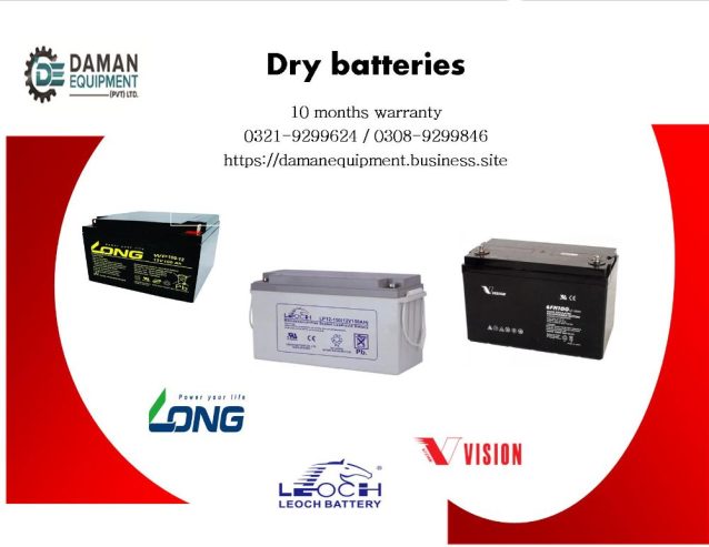 Long Dry Battery 65ah/12v with 10 months warranty delivery all over Pakistan