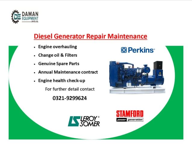 Diesel Generator Repairing & Maintenance Service all over Pakistan